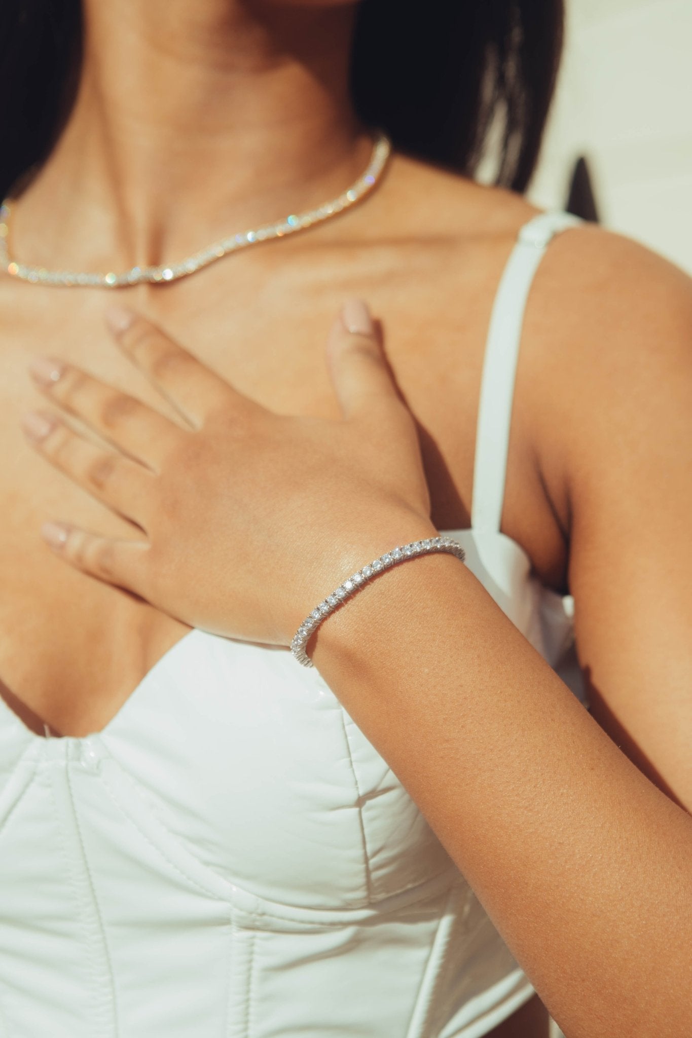 3mm Tennis Bracelet - White Gold - Cernucci